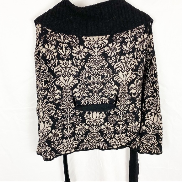 ANTHROPOLOGIE Black & Gold Brocade Print Sweater - Picture 2 of 6